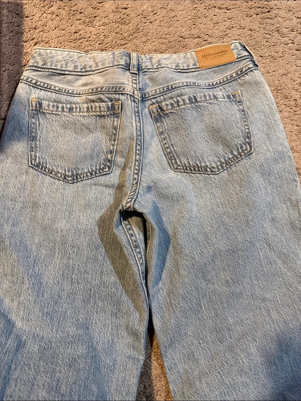 abercrombie kids light blue low rise baggy jeans